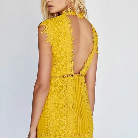 Free People Honey Mini lace dress in Marigold - Picture 2 of 12